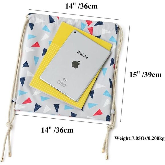 Lightweight Drawstring Backpack Women Boho Geometric Triangle Polyester main image 9